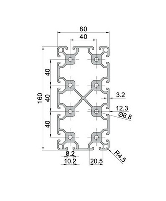 Standaard GB5237-2008 80160 Aluminium frame materiaal T slot extrusie voor producten
