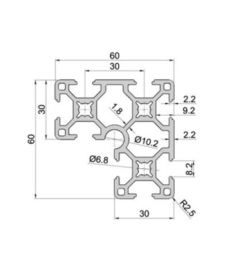 6063-T5 Profiel zilver geanodiseerd aluminium extrusie T-slot met afrolverwerking
