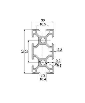Gepersonaliseerde grootte Zwarte geanodiseerde T-slot aluminium profielen met en 6063-T5 profiel