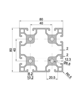 Aanpasbare T3-T8 Temper V Slot 4080 Aluminium Extrusieprofielen voor de behoeften van de klant