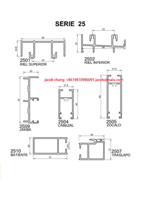 Profielen voor de winkel voor Bolivia en Chili Marktserie 20 25 32 Alloy Doors