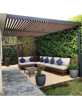Buiten aluminium pergola paviljoen met hout graan frame afwerking en geen hout type