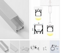 Super Slim 3 Meter LED Angel Aluminium Profile Channel voor verlichting in zwart